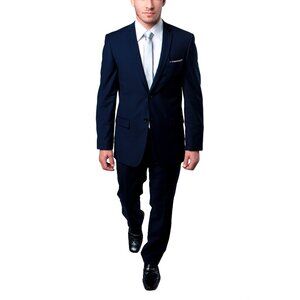 Solid Dark Navy 2 Piece Slim Fit Tazzio Men's Suit